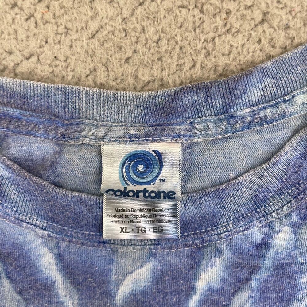 Custom Colortone Tie-Dye T-Shirt XL Blue Spiral Cotton Short Sleeve - Picture 2 of 8